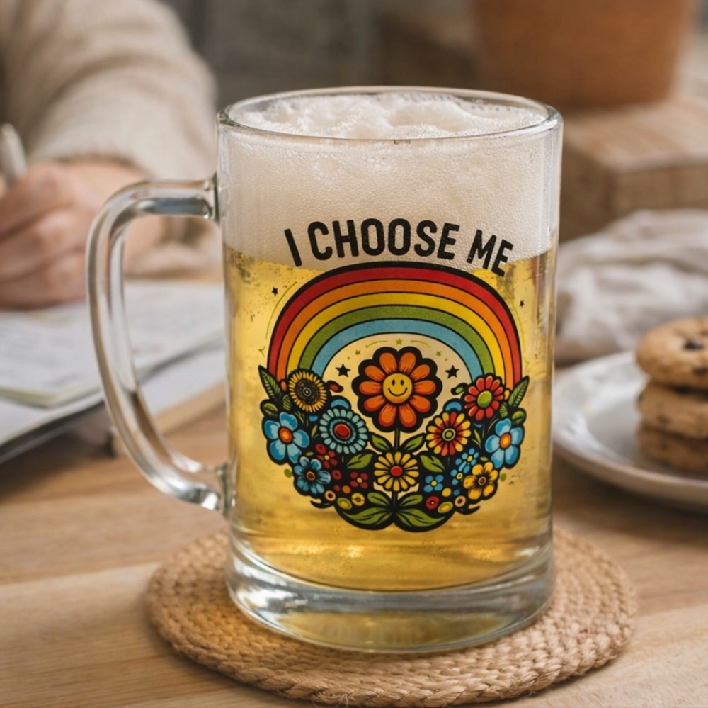 IKEA MJÖD Glass Mug 20oz Colorful Retro Gift